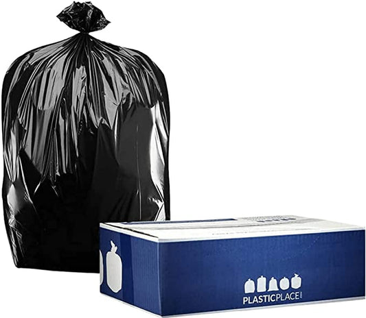 Plasticplace 55-60 Gallon Trash Bags │ 2.0 Mil │ Black Heavy Duty Garbage Can Liners │ 36” x 58” (50 Count)