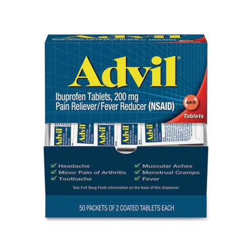 Advil Ibuprofen Tablets, Two-Packs, 50 Packs/Box