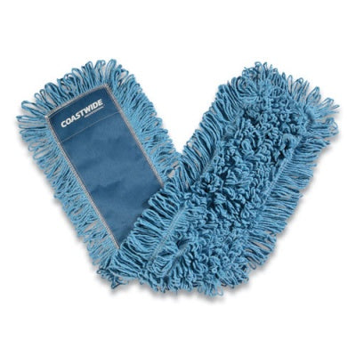 Professional Looped-End Dust Mop Head, Cotton, 36 x 5, Blue