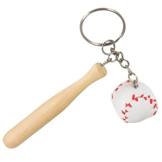 Wooden Bat And Ball Key Chain