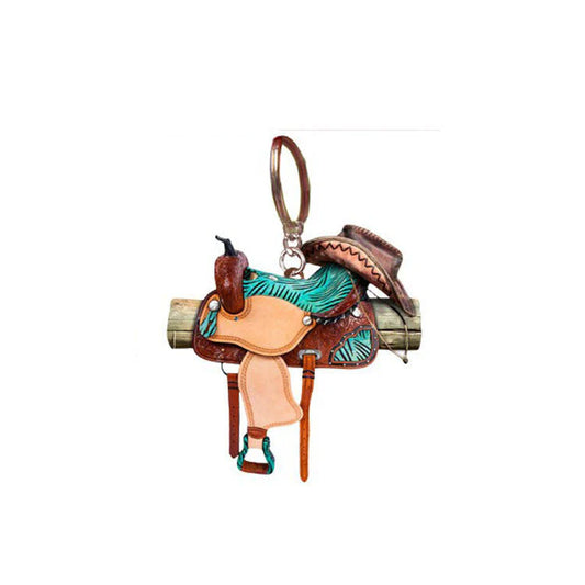 Western Cowboy Saddle Keychain