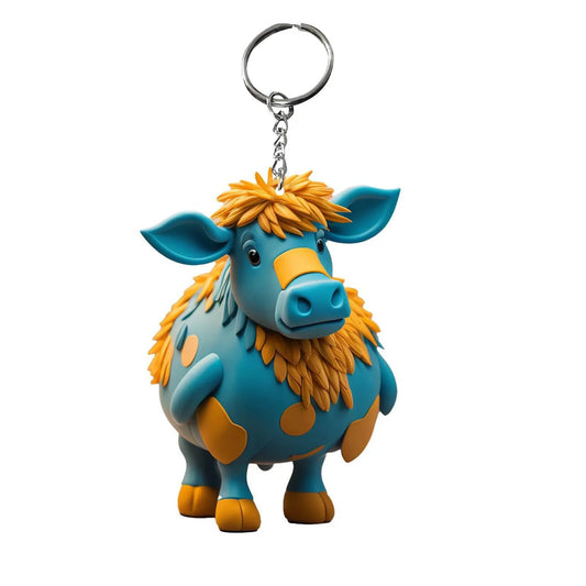 Cartoon Color Cow Keychain