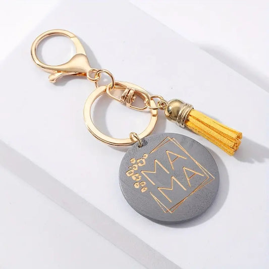 Mom Keychain with Tassel