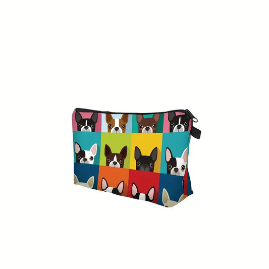 Colorful Cartoon Dog Print Makeup Bag